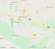 kleine Straßenkarte von Hildesheim und Umgebung
